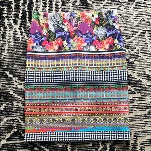 Clover Canyon Pink and Purple Mini Pencil Skirt Resort Wear